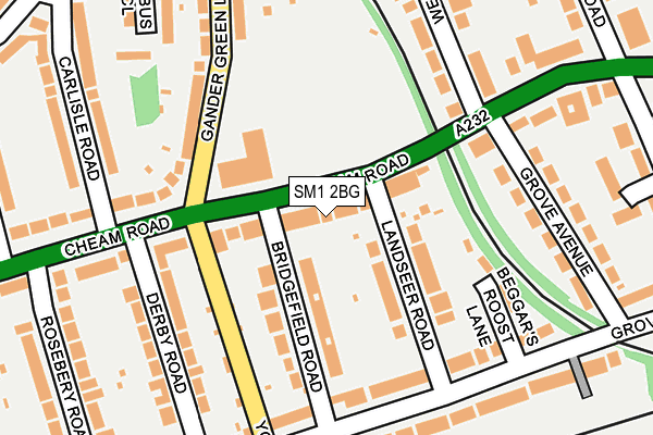 SM1 2BG map - OS OpenMap – Local (Ordnance Survey)
