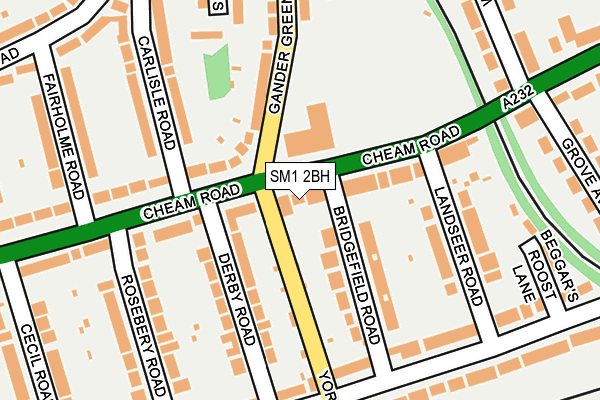 SM1 2BH map - OS OpenMap – Local (Ordnance Survey)