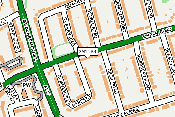 SM1 2BS map - OS OpenMap – Local (Ordnance Survey)