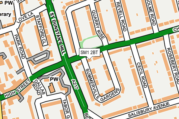 SM1 2BT map - OS OpenMap – Local (Ordnance Survey)