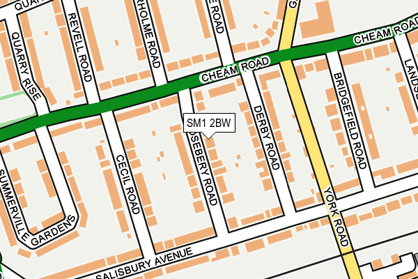 SM1 2BW map - OS OpenMap – Local (Ordnance Survey)