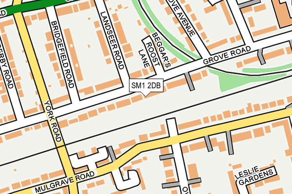 SM1 2DB map - OS OpenMap – Local (Ordnance Survey)