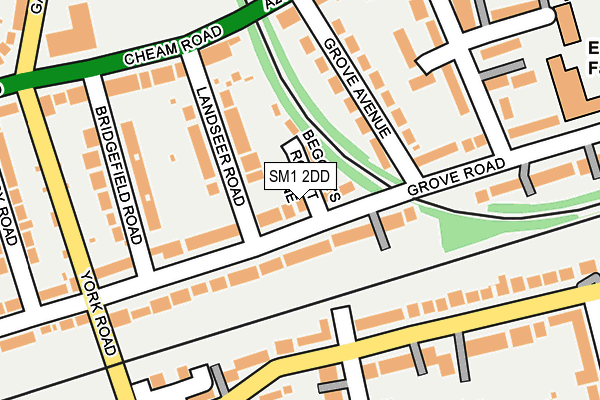 SM1 2DD map - OS OpenMap – Local (Ordnance Survey)