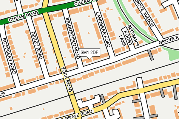 SM1 2DF map - OS OpenMap – Local (Ordnance Survey)