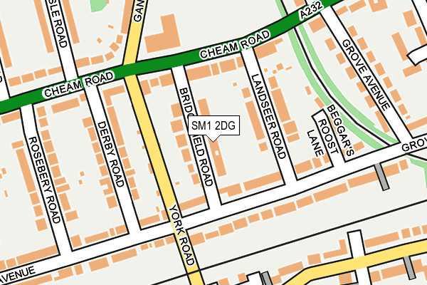 SM1 2DG map - OS OpenMap – Local (Ordnance Survey)