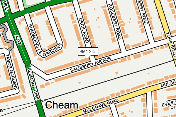 SM1 2DJ map - OS OpenMap – Local (Ordnance Survey)