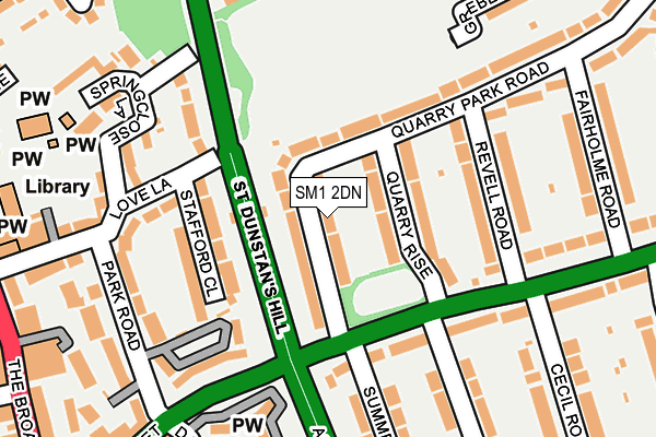 SM1 2DN map - OS OpenMap – Local (Ordnance Survey)