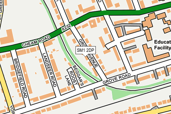 SM1 2DP map - OS OpenMap – Local (Ordnance Survey)
