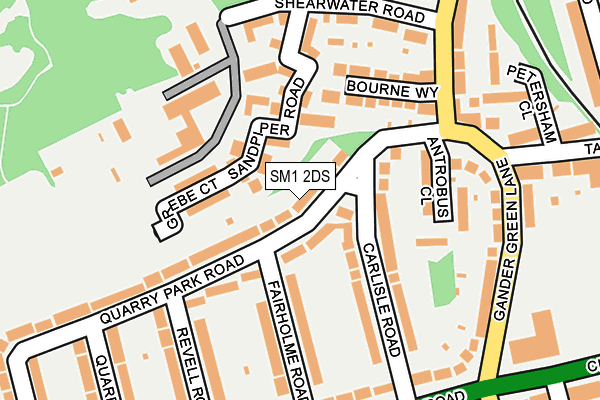 SM1 2DS map - OS OpenMap – Local (Ordnance Survey)