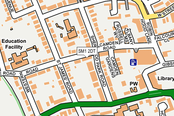 SM1 2DT map - OS OpenMap – Local (Ordnance Survey)