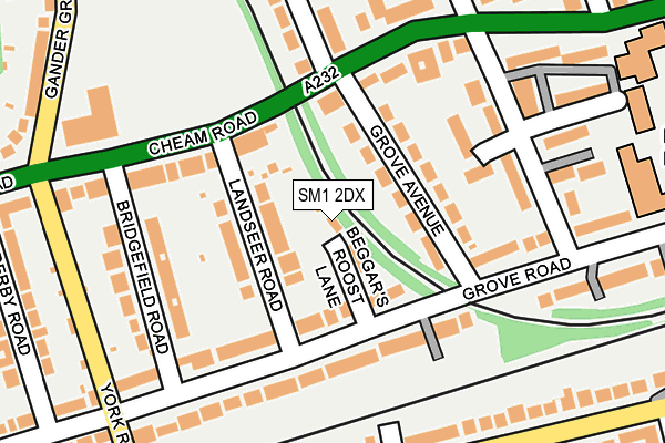 SM1 2DX map - OS OpenMap – Local (Ordnance Survey)