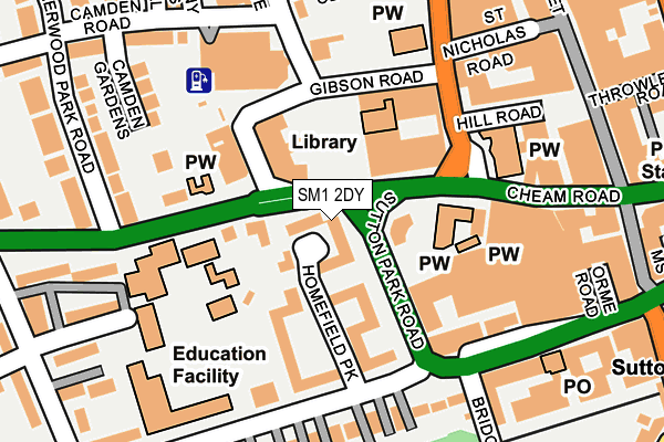 SM1 2DY map - OS OpenMap – Local (Ordnance Survey)