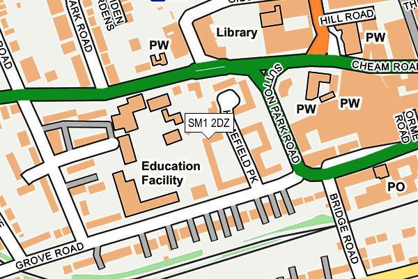 SM1 2DZ map - OS OpenMap – Local (Ordnance Survey)