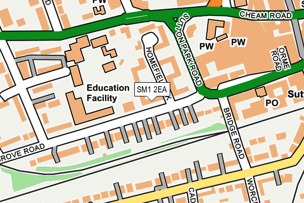 SM1 2EA map - OS OpenMap – Local (Ordnance Survey)