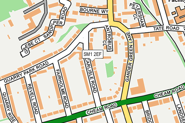 SM1 2EF map - OS OpenMap – Local (Ordnance Survey)