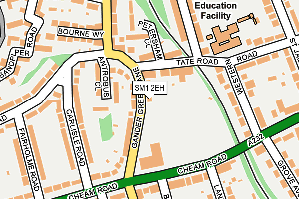 SM1 2EH map - OS OpenMap – Local (Ordnance Survey)