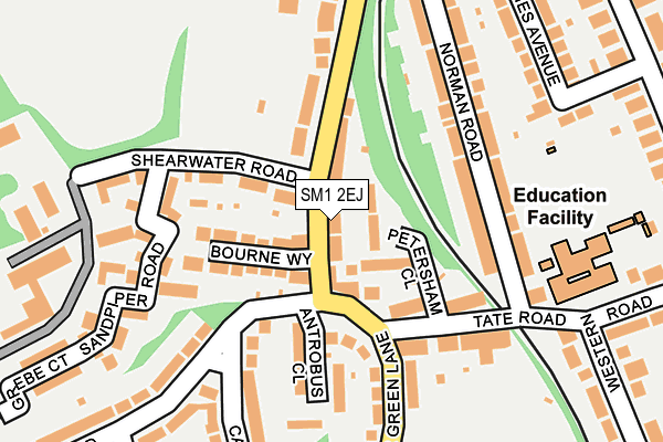 SM1 2EJ map - OS OpenMap – Local (Ordnance Survey)