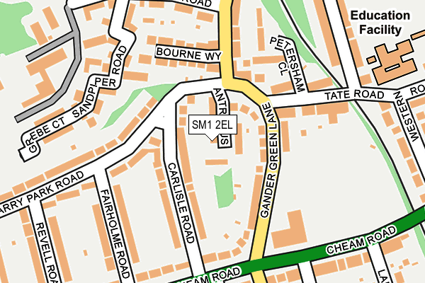 SM1 2EL map - OS OpenMap – Local (Ordnance Survey)