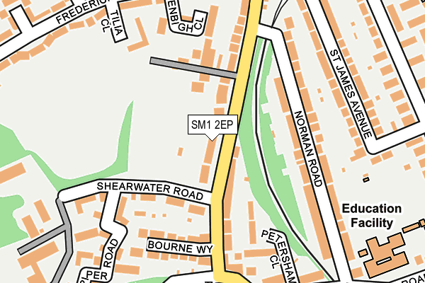 SM1 2EP map - OS OpenMap – Local (Ordnance Survey)