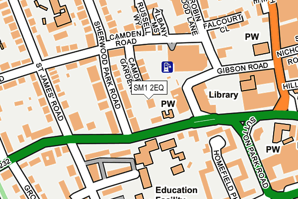 SM1 2EQ map - OS OpenMap – Local (Ordnance Survey)