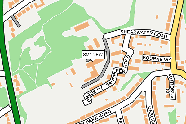 SM1 2EW map - OS OpenMap – Local (Ordnance Survey)