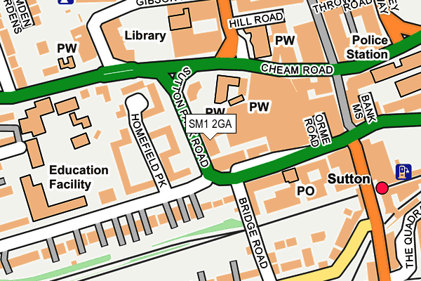 SM1 2GA map - OS OpenMap – Local (Ordnance Survey)