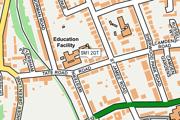 SM1 2GT map - OS OpenMap – Local (Ordnance Survey)