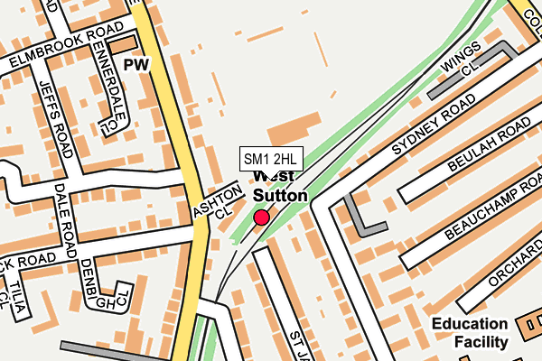 SM1 2HL map - OS OpenMap – Local (Ordnance Survey)