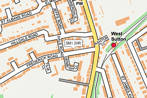 SM1 2HR map - OS OpenMap – Local (Ordnance Survey)