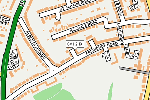 SM1 2HX map - OS OpenMap – Local (Ordnance Survey)