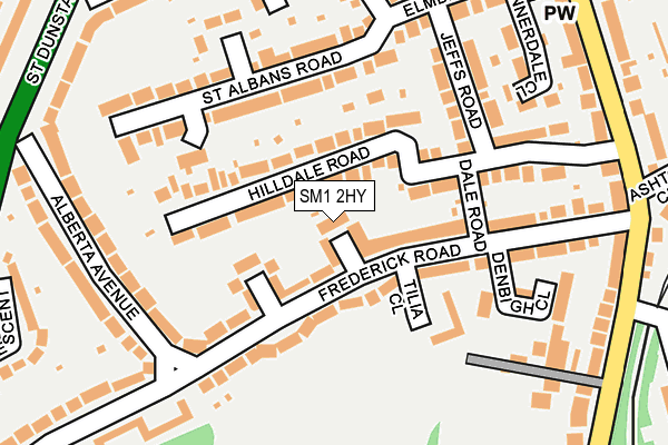 SM1 2HY map - OS OpenMap – Local (Ordnance Survey)