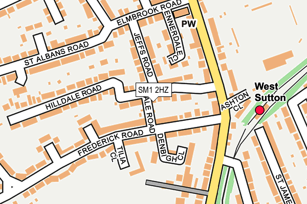 SM1 2HZ map - OS OpenMap – Local (Ordnance Survey)