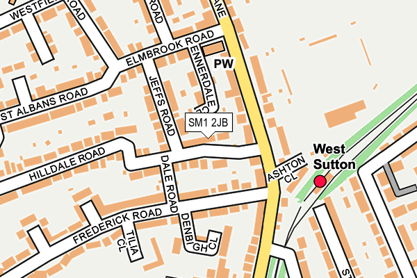 SM1 2JB map - OS OpenMap – Local (Ordnance Survey)