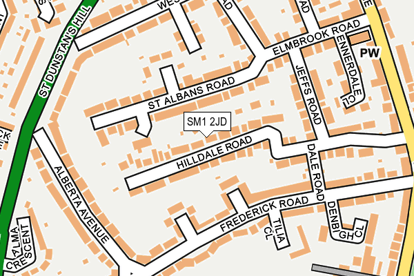 SM1 2JD map - OS OpenMap – Local (Ordnance Survey)