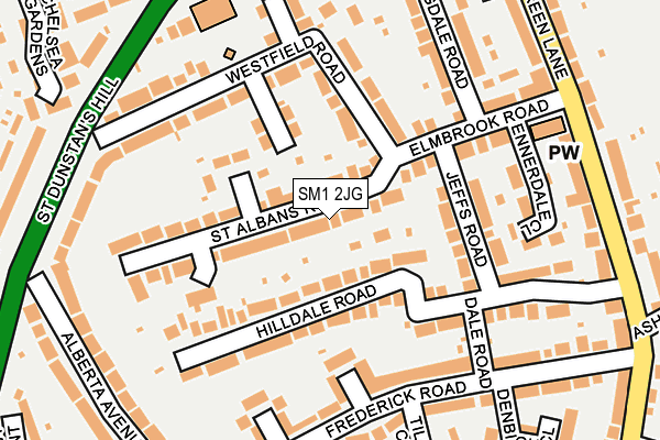 SM1 2JG map - OS OpenMap – Local (Ordnance Survey)