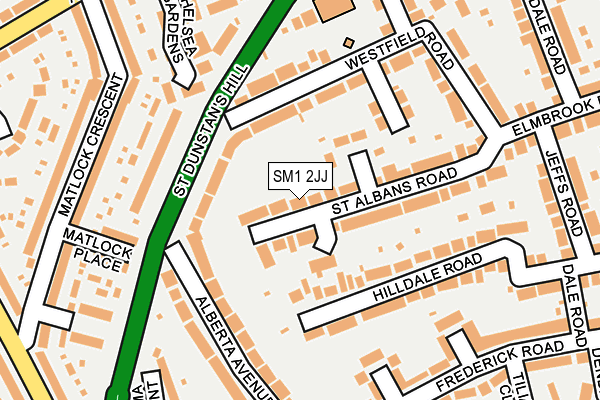 SM1 2JJ map - OS OpenMap – Local (Ordnance Survey)