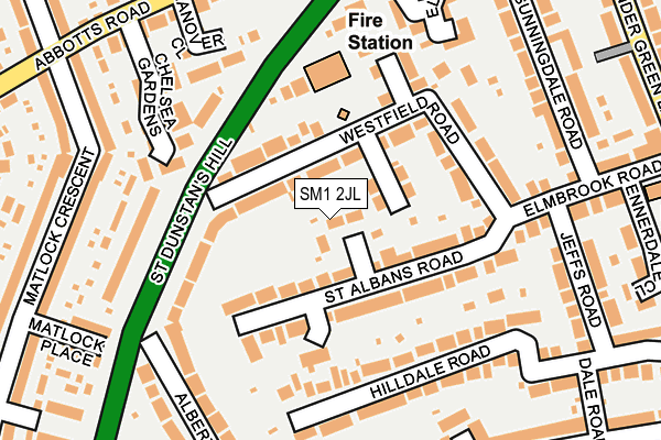 SM1 2JL map - OS OpenMap – Local (Ordnance Survey)