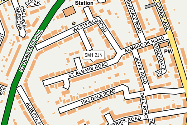 SM1 2JN map - OS OpenMap – Local (Ordnance Survey)