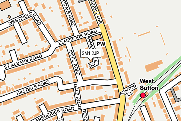 SM1 2JP map - OS OpenMap – Local (Ordnance Survey)