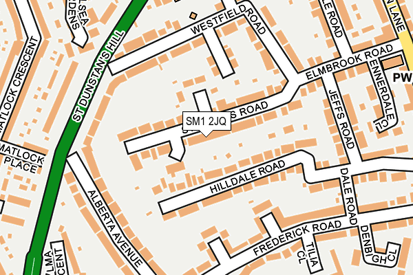 SM1 2JQ map - OS OpenMap – Local (Ordnance Survey)