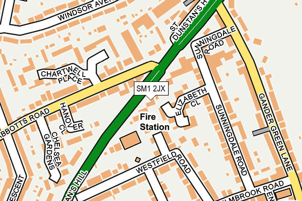 SM1 2JX map - OS OpenMap – Local (Ordnance Survey)