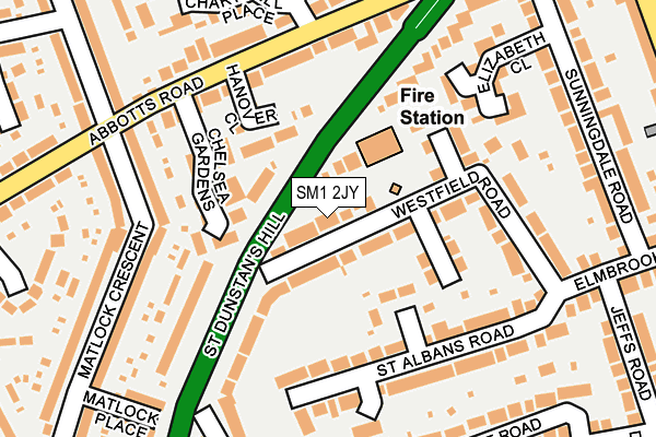 SM1 2JY map - OS OpenMap – Local (Ordnance Survey)