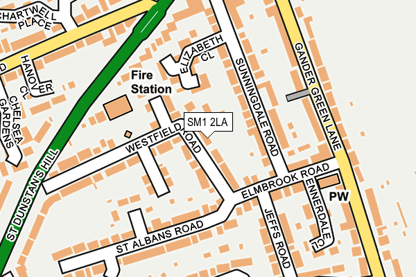 SM1 2LA map - OS OpenMap – Local (Ordnance Survey)