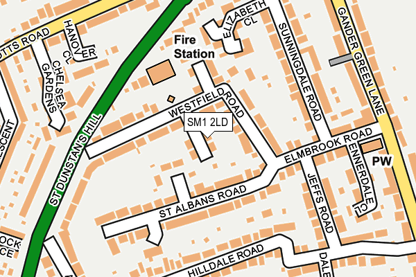 SM1 2LD map - OS OpenMap – Local (Ordnance Survey)