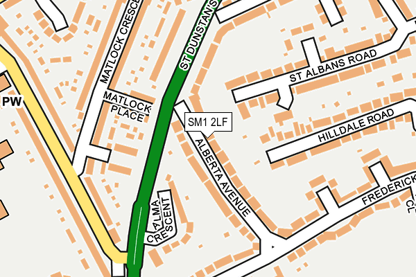 SM1 2LF map - OS OpenMap – Local (Ordnance Survey)