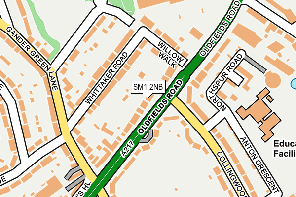 SM1 2NB map - OS OpenMap – Local (Ordnance Survey)