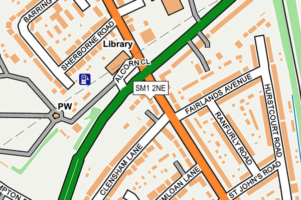 SM1 2NE map - OS OpenMap – Local (Ordnance Survey)