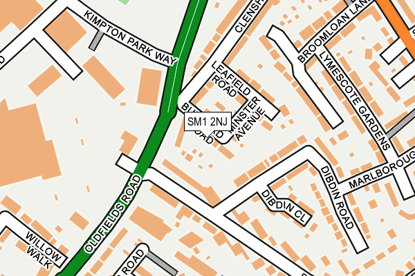 SM1 2NJ map - OS OpenMap – Local (Ordnance Survey)