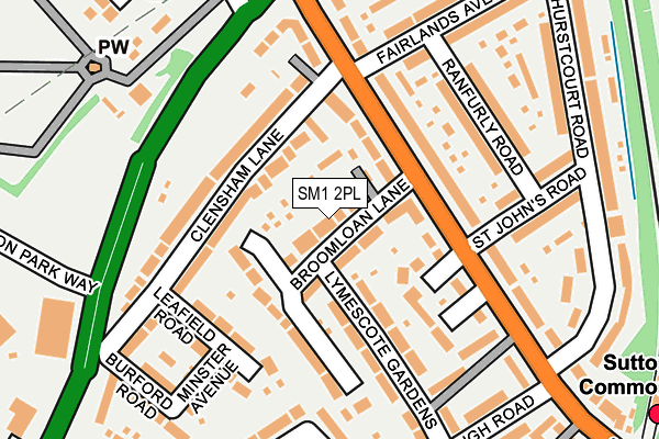 SM1 2PL map - OS OpenMap – Local (Ordnance Survey)