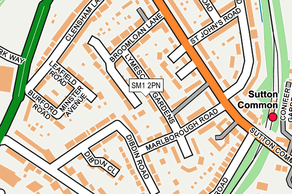 SM1 2PN map - OS OpenMap – Local (Ordnance Survey)